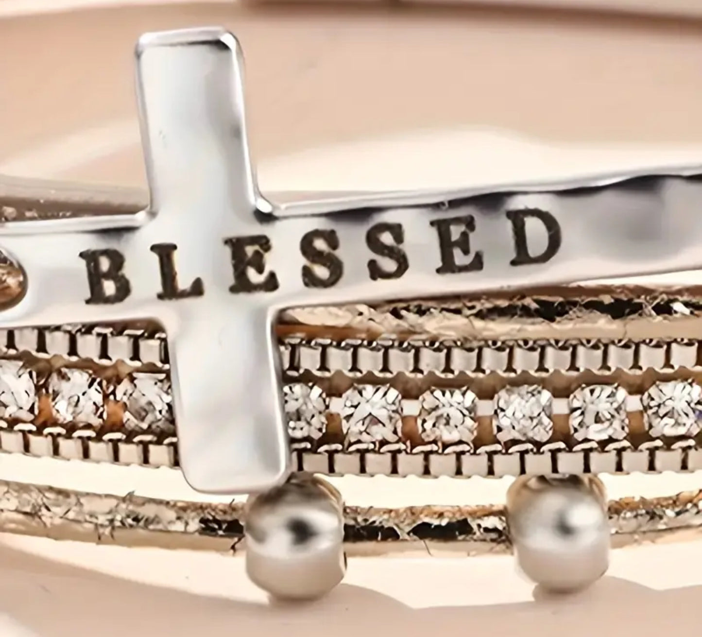 Silver Blessed Magnetic Stack Bracelet