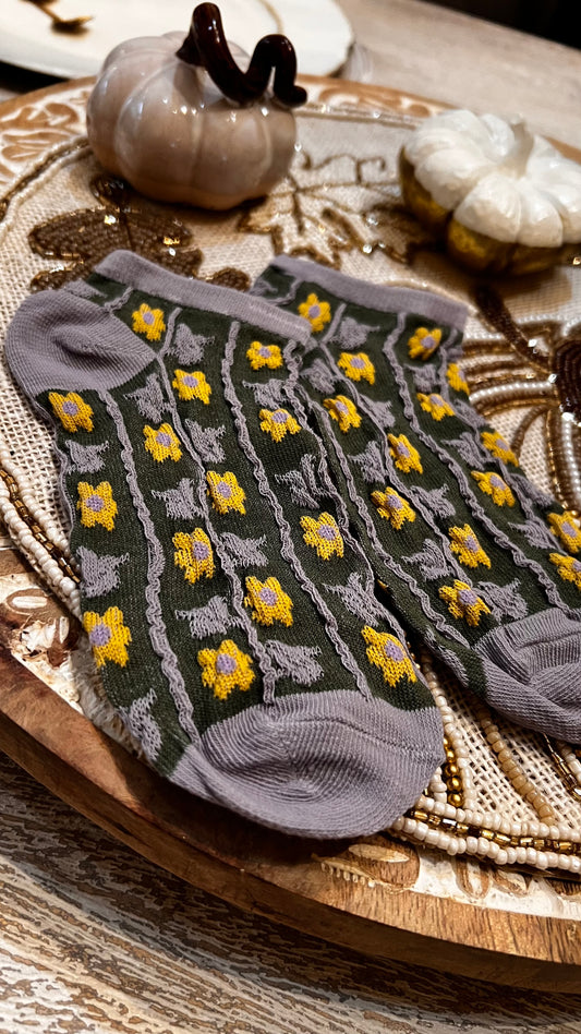 Yellow Flowers Socks (clearance)