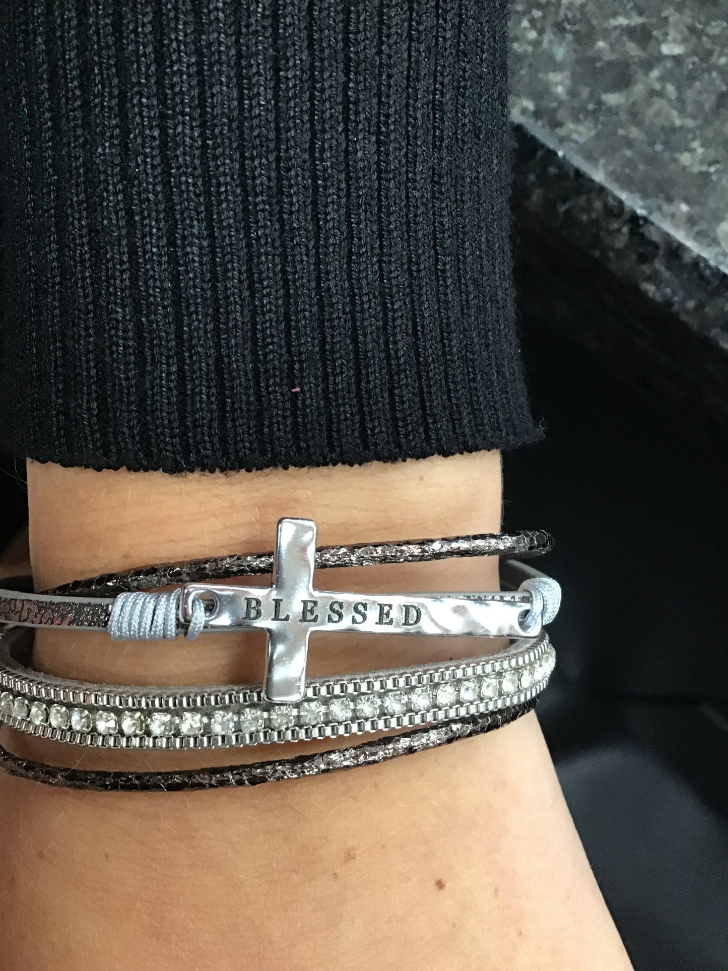 Pewter Blessed Magnetic Bracelet