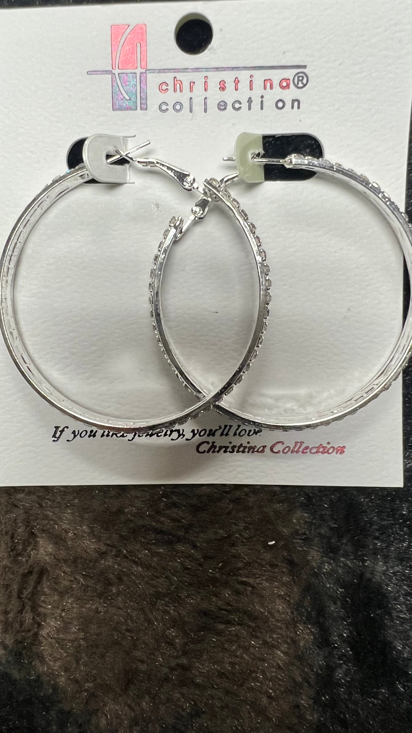 Medium Rhinestone Hoop Earrings